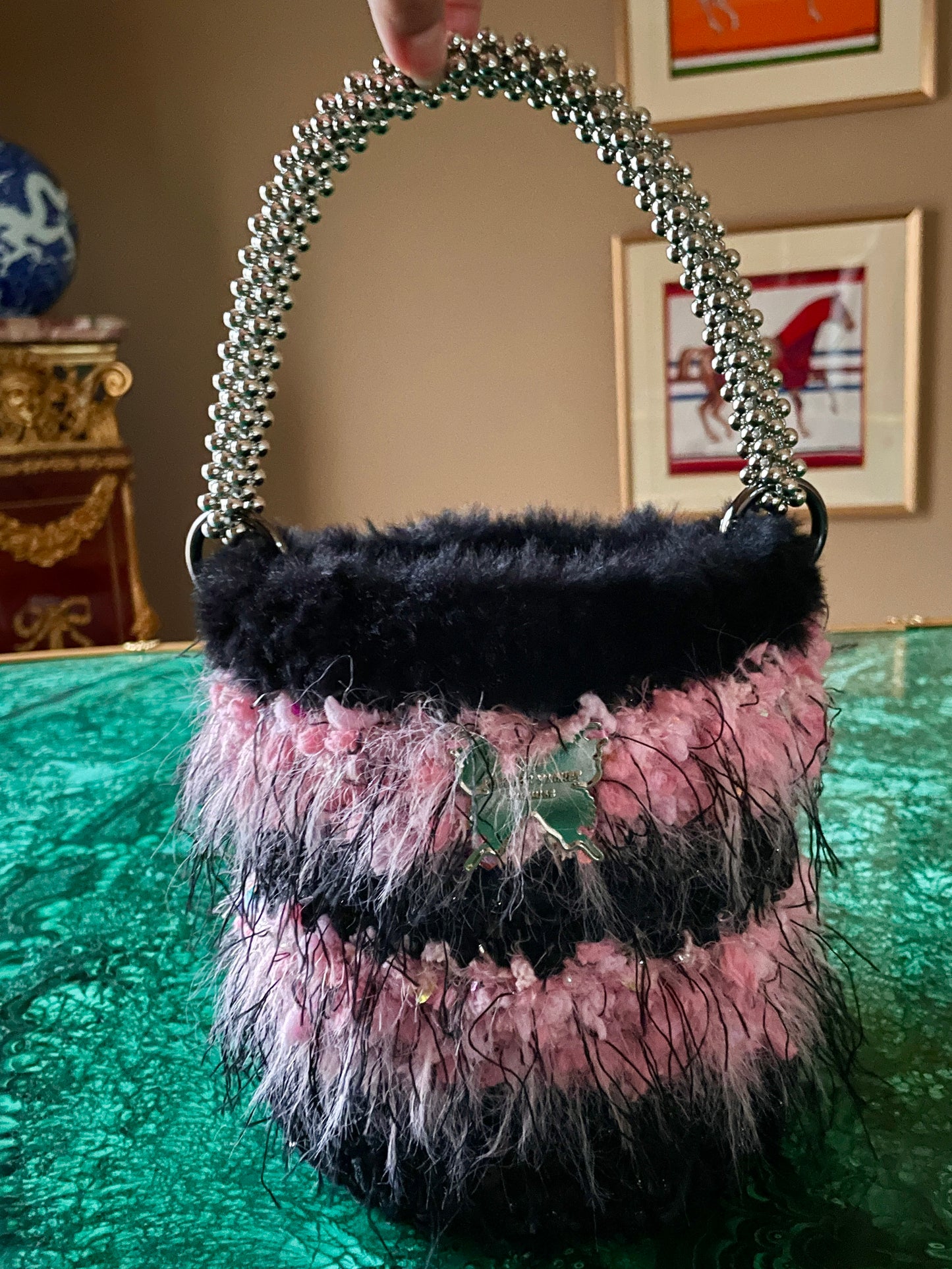 Black Pink Bucket Bag