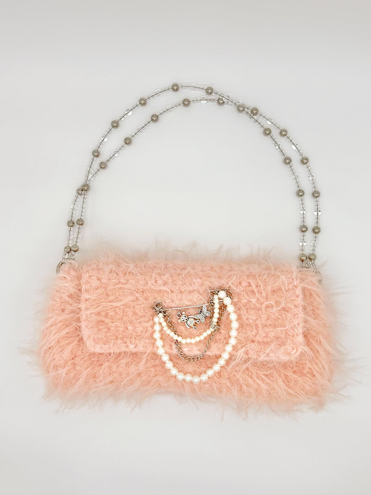 Peach Fuzz Baguette Bag