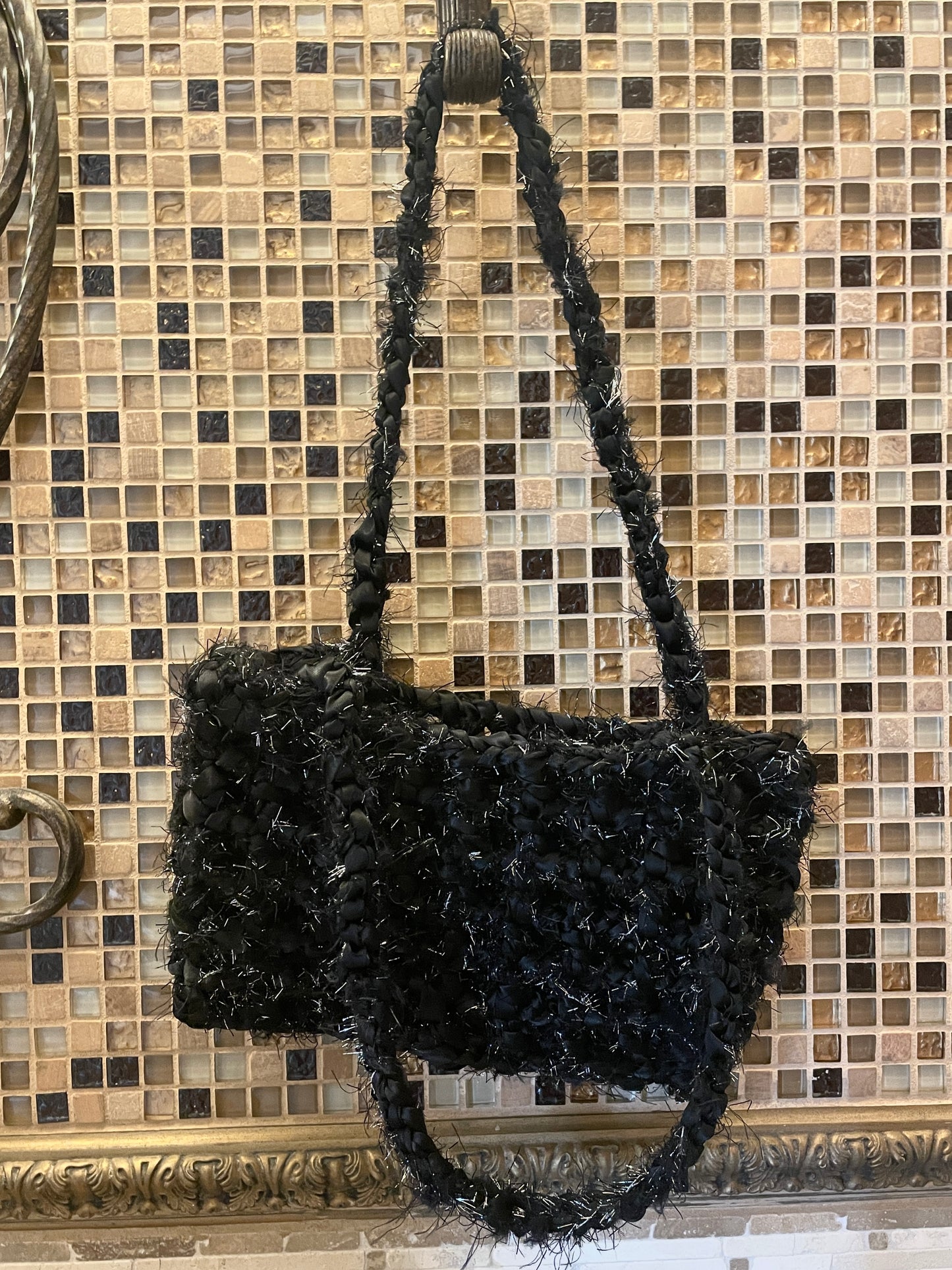 Midnight Ribbon Mesh Shoulder Bag