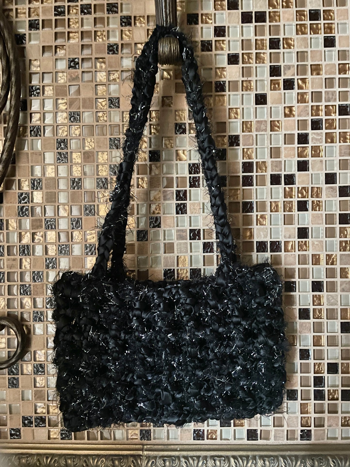 Midnight Ribbon Mesh Shoulder Bag