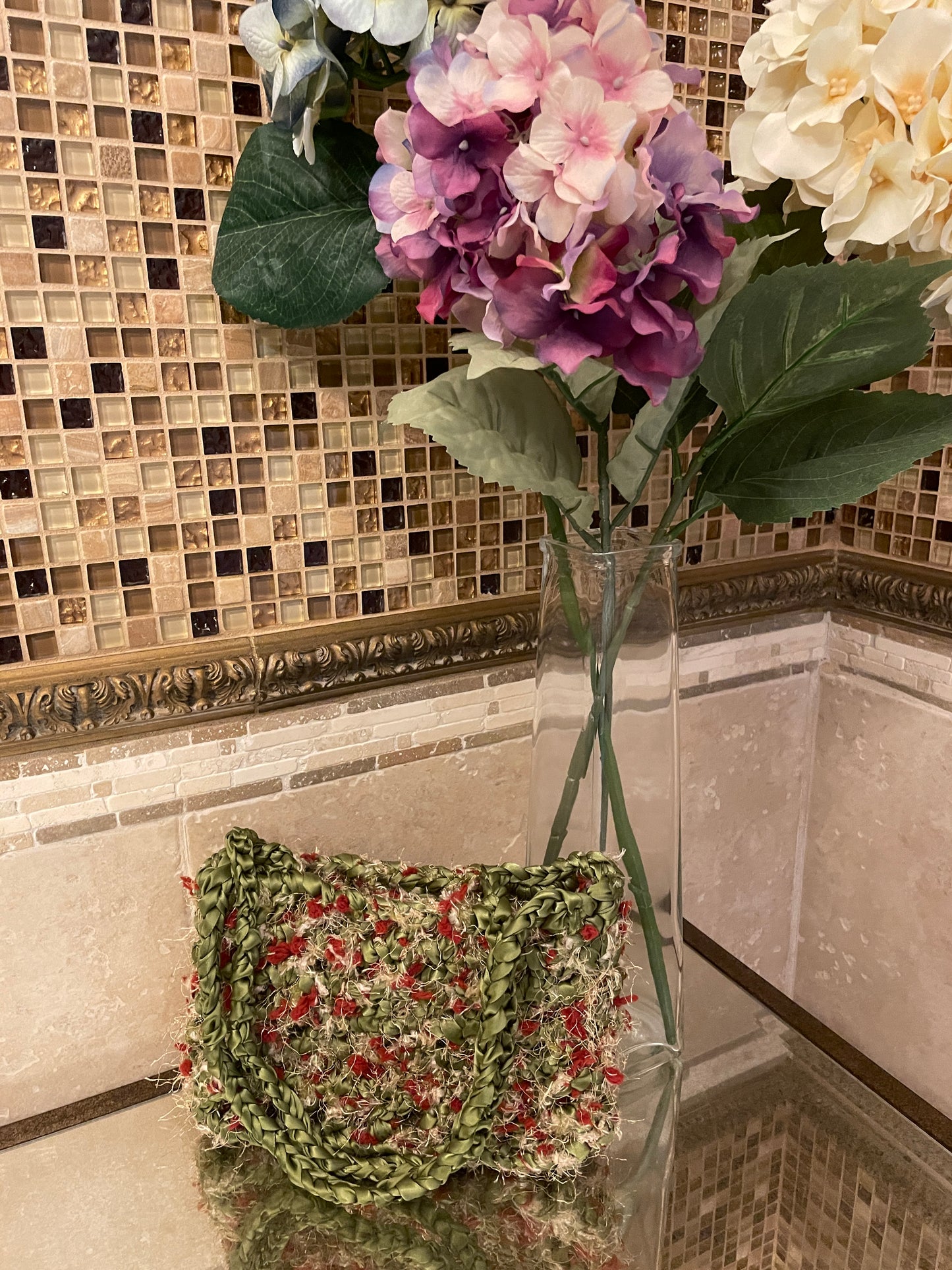 Rose Garden Ribbon Mesh Shoulder Bag