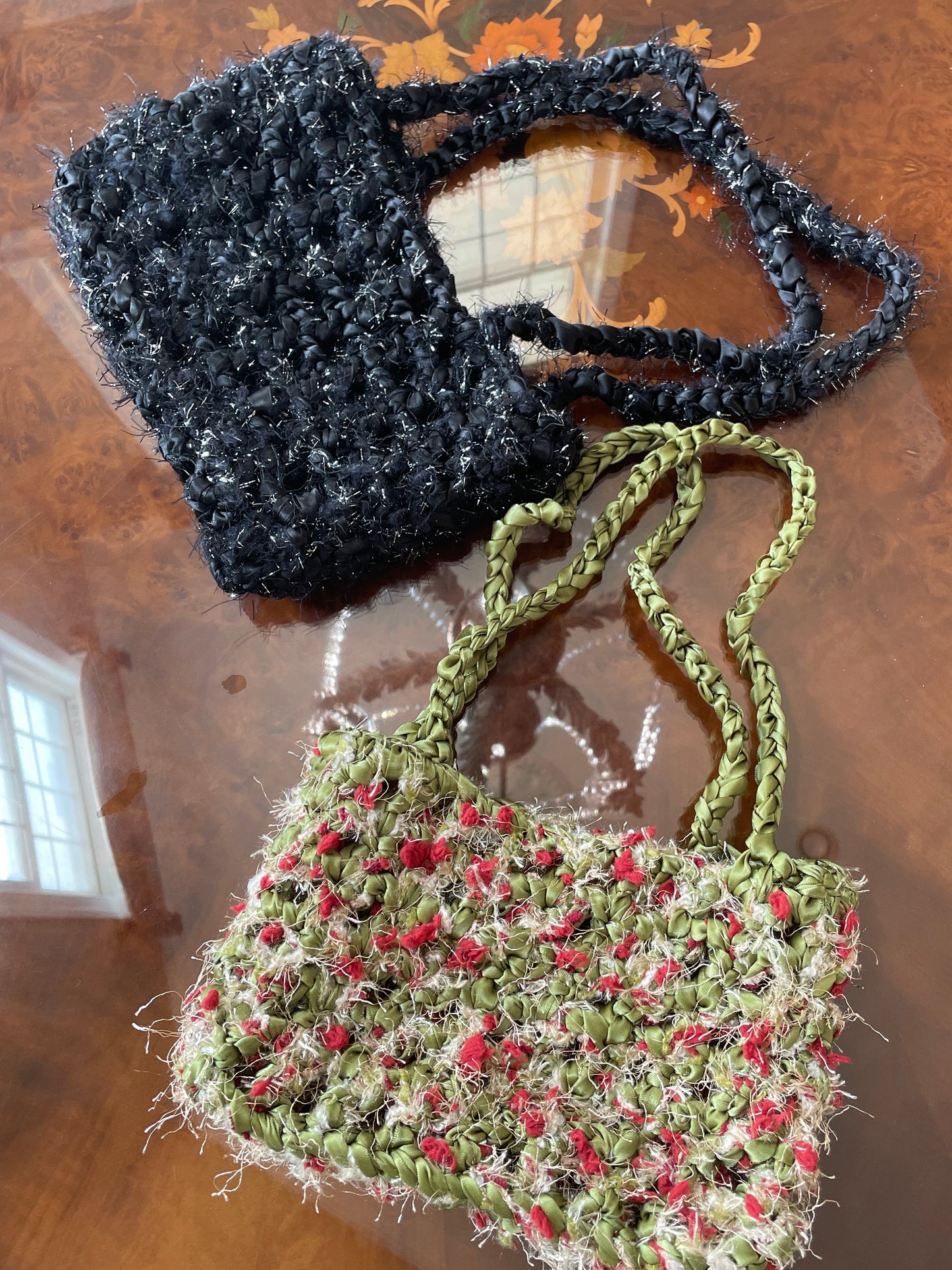 Rose Garden Ribbon Mesh Shoulder Bag