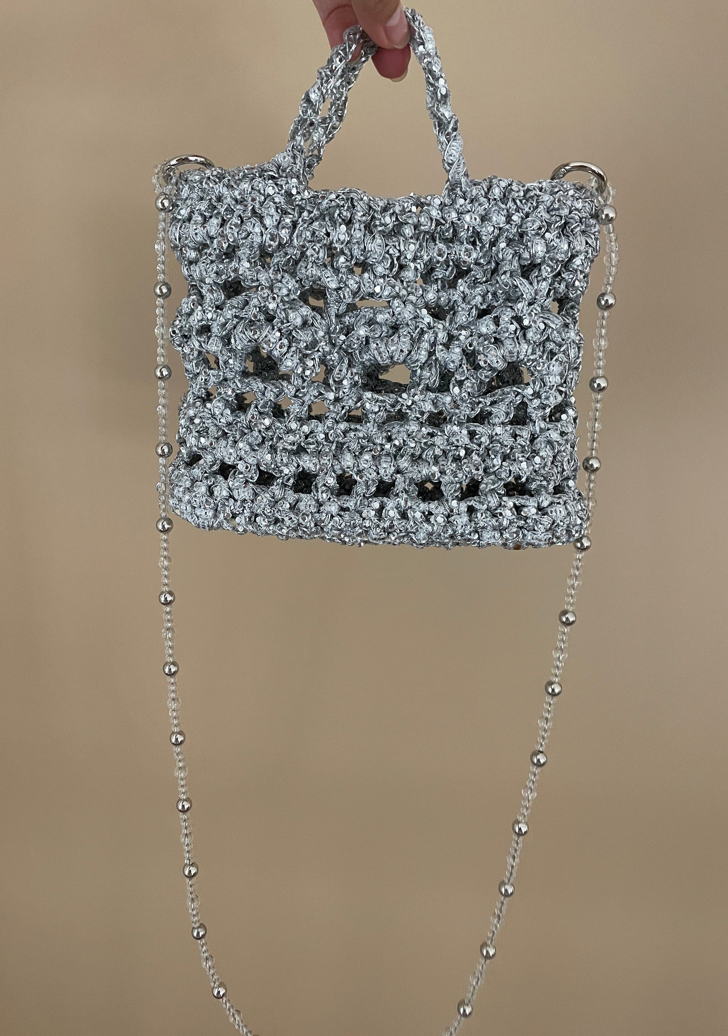 Crystal Silver Handbag
