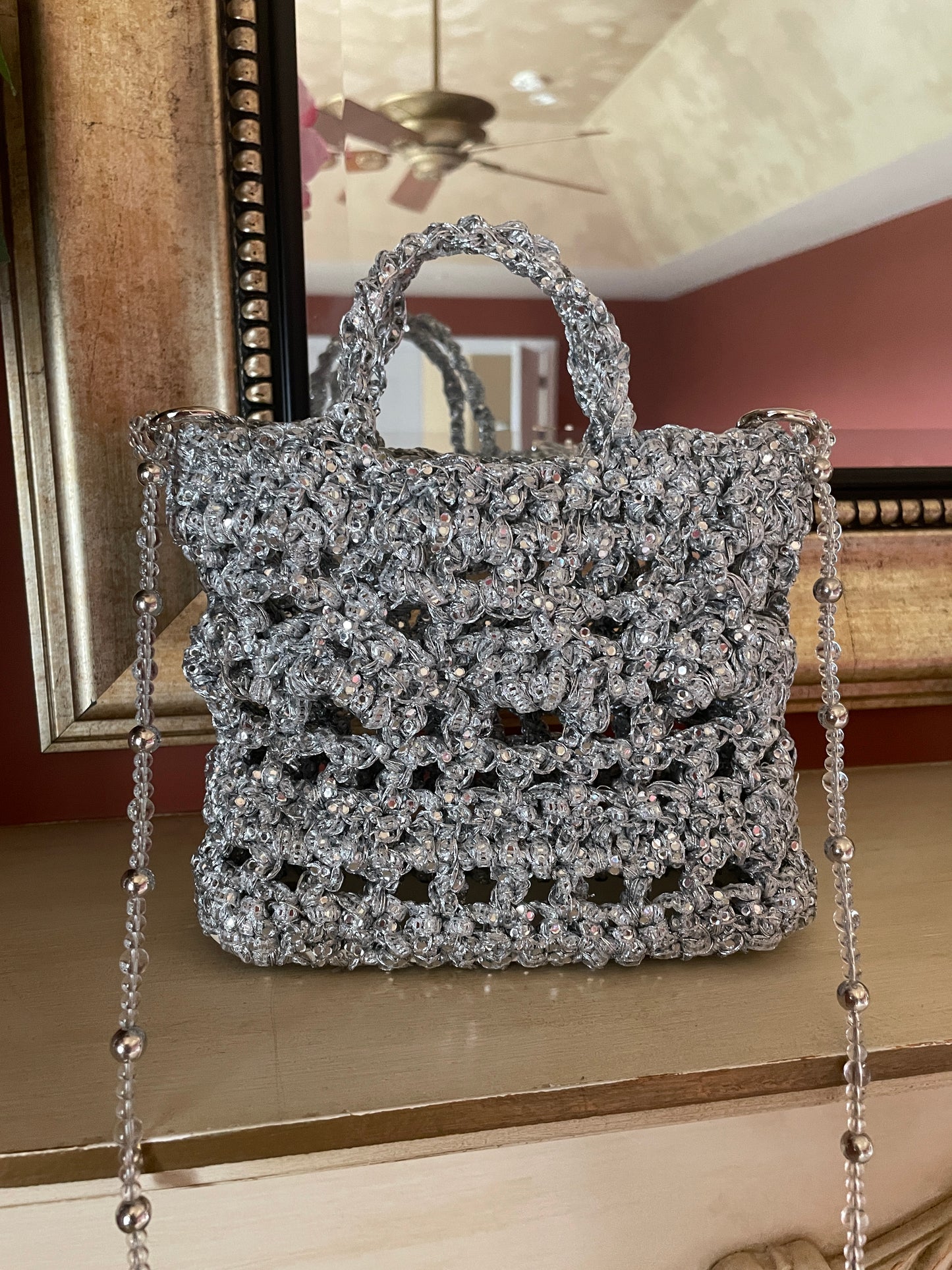 Crystal Silver Handbag